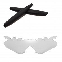 Walleva Clear Vented Replacement Lenses and Black Earsocks for Oakley M Frame Heater Sunglasses